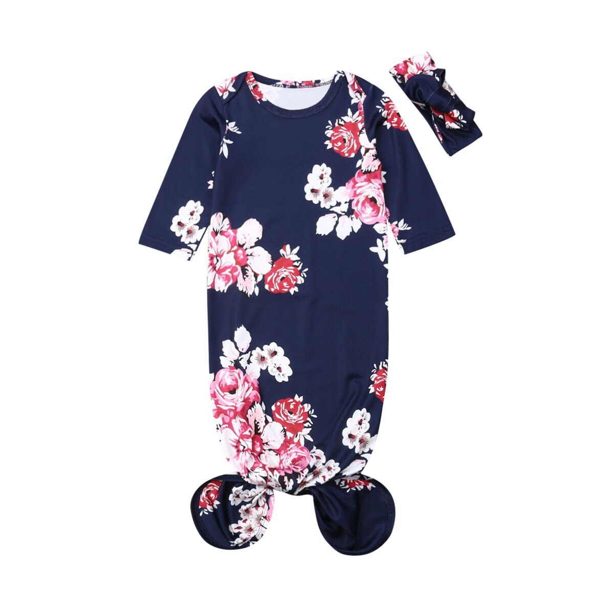 STOCK de EE. UU. Conjunto de bebé niña conjunto Floral envoltura manta saco de dormir + diadema: Multicolor