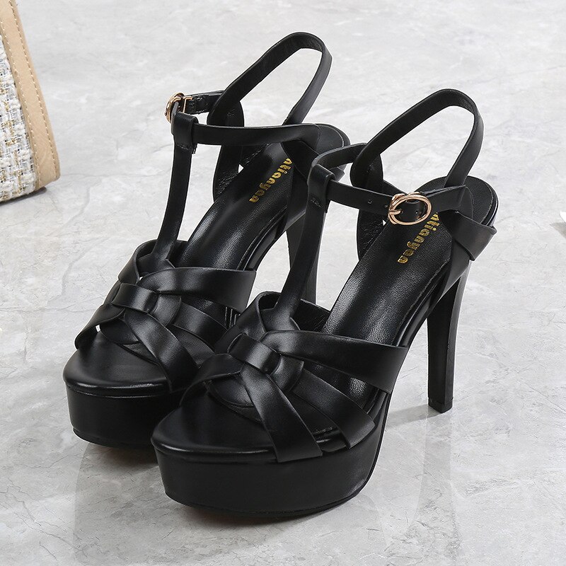Peeps toe platform hæle sko kvinder pumps ankelrem kvinder bryllupssko damer sko mary jane tykke høje hæle sko størrelse 41