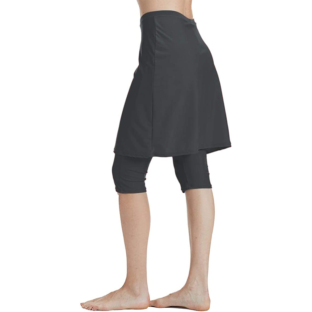 Women's capris leggings energetic skirt swimsuit sunscreen skirt (Gray)