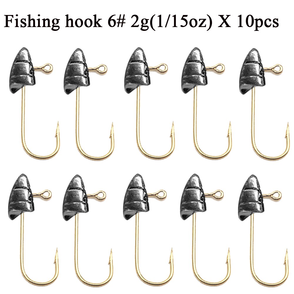 10 Stks/partij Micro Jig Hoofd Vishaak 1.4G-5G Ijsvissen Haak Mini Crank Vishaak Zachte Lokken vissen Accessoires: 2g