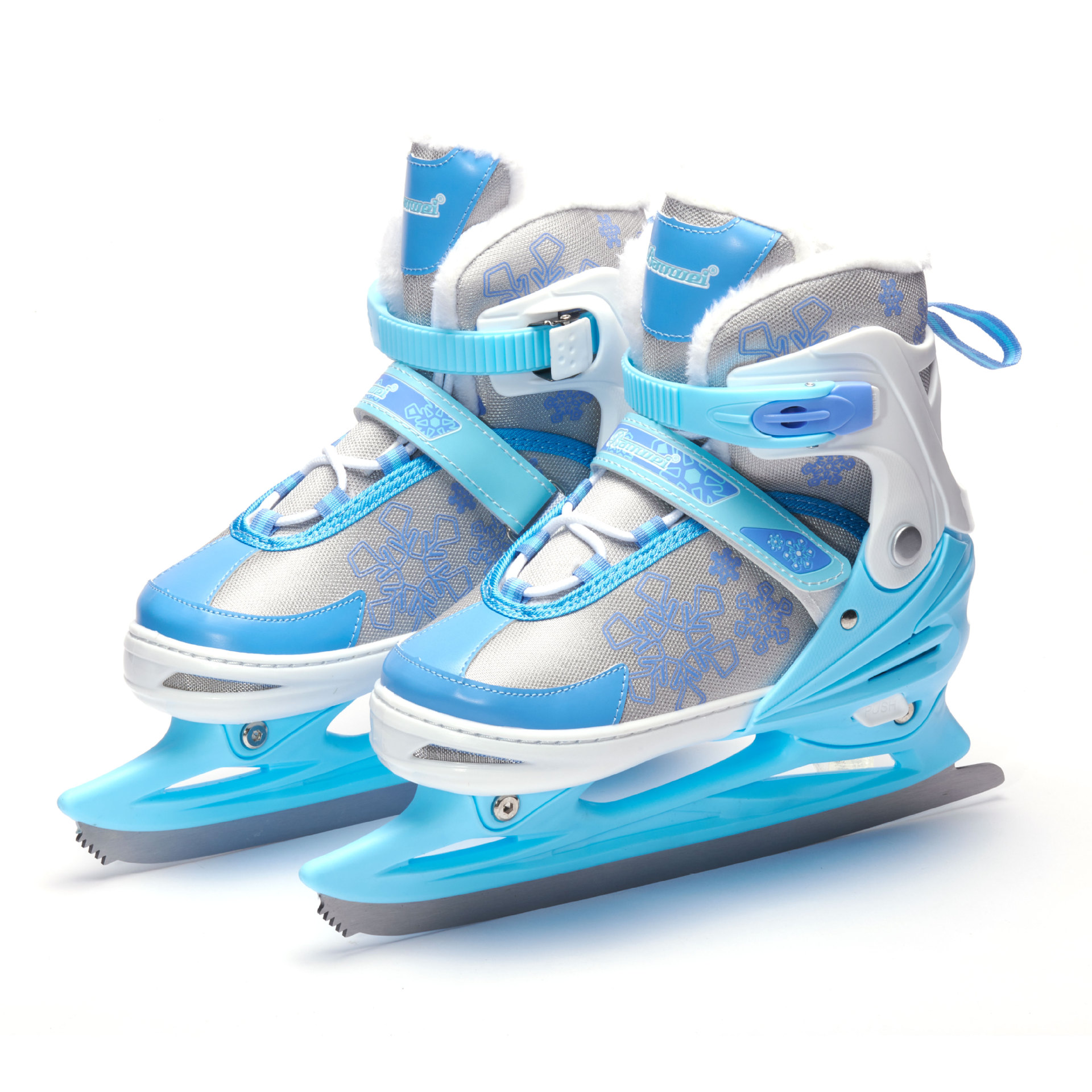 Ice Figure Skates Adjustable Size 30-41 Ice Hockey Skate Shoes With Blade Comfortable Thicken Adult Beginners Kids Warm Sneakers: Blue / 4.5