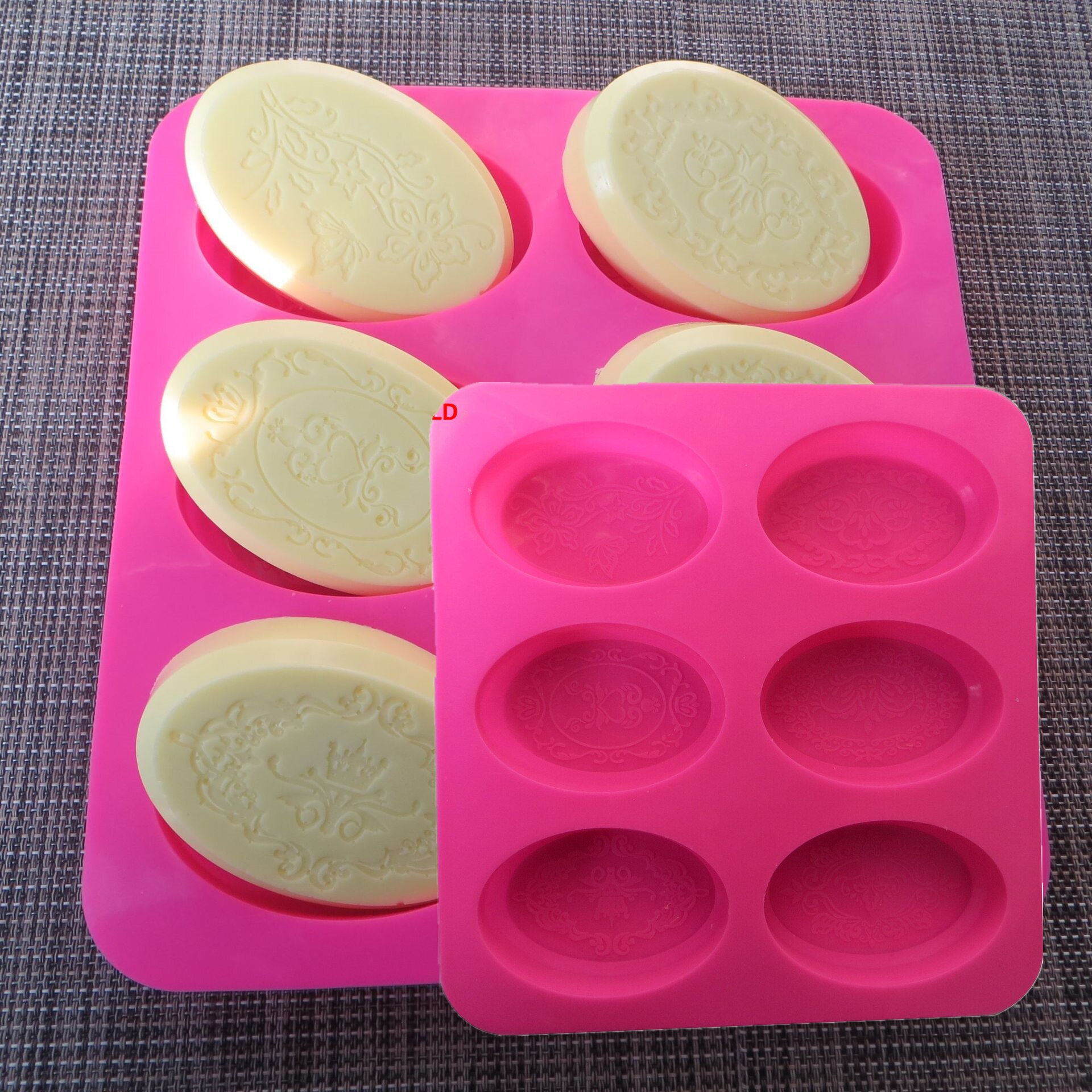 Silicone Soap Molds 6-cavity DIY Handmade Mixed Patterns Mould for Bundt Cake Cupcake Pudding Candle Soap Making Supplies Tool: B 2pcs