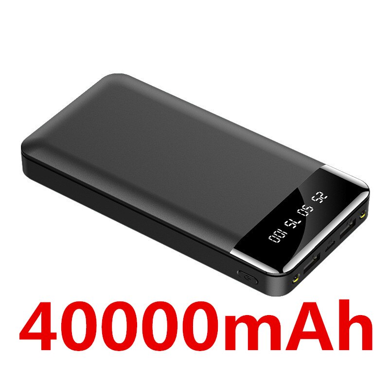 80000mah large capacity power bank portable digital display external battery charger power bank suitable for Xiaomi IPhone: Black-40000mah