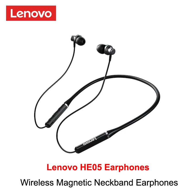 Lenovo HE05 Wireless Bluetooth 5.0 Magnetic Neckband Earphones Headset IPX5 Waterproof Sport Earbud Noise Cancelling Mic