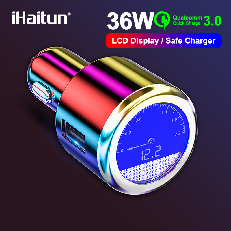 IHaitun Luxe LCD 36 W USB Autolader Voor Samsung Quick Charge 3.0 QC QC3.0 Snelle USB Voor iPhone Xiaomi redmi K20 Note 7 OnePlus