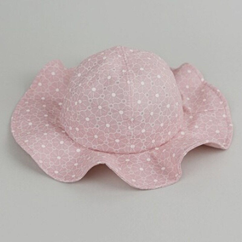 Småbarn flickor solhatt tillbehör baby sommar bomullshink hatt barn solhatt brätte strandhatt med bred brätte: Rosa