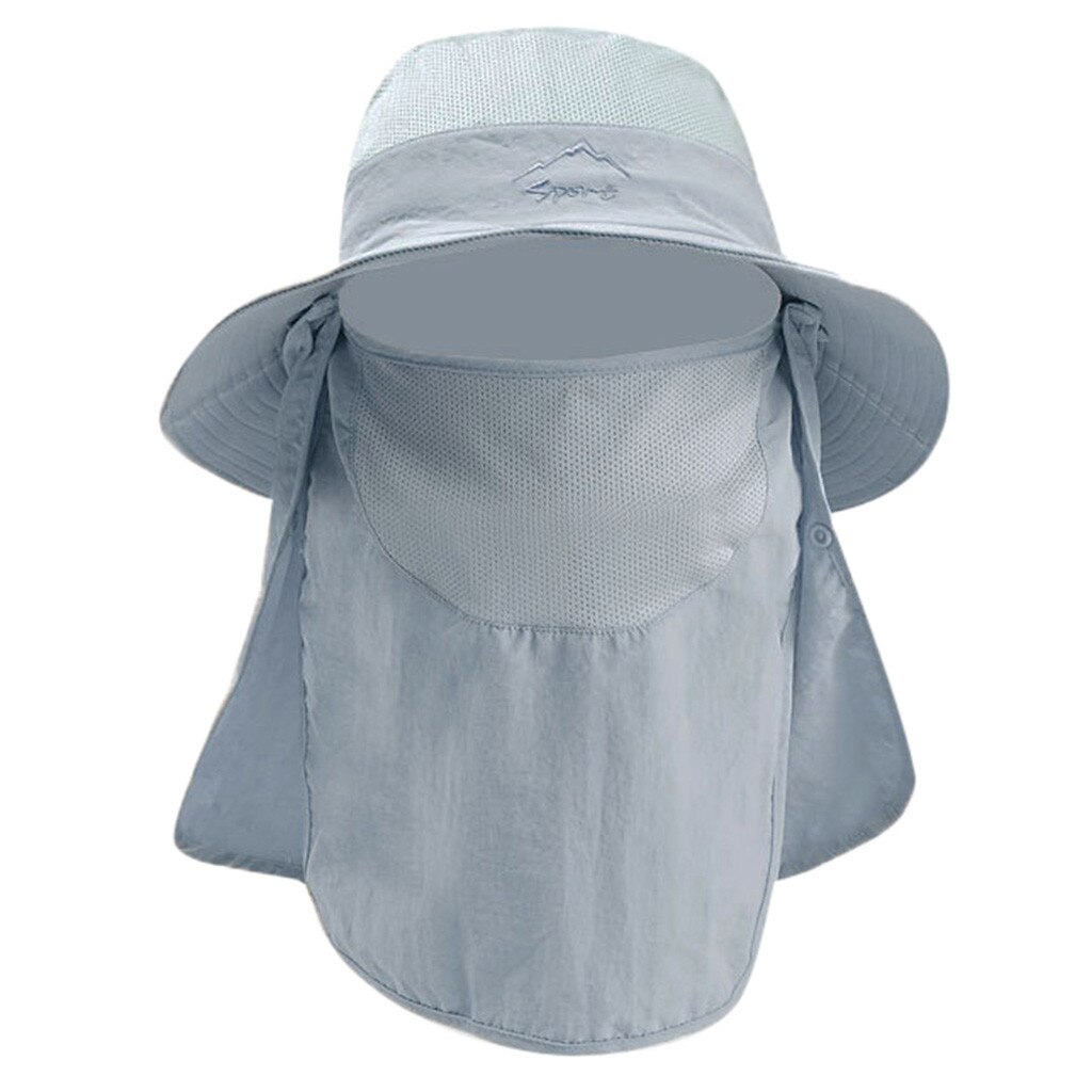 Summer Outdoor Sun Hat Protection Bucket Boonie Cap Solid Adjustable Fishing Hat: Gray
