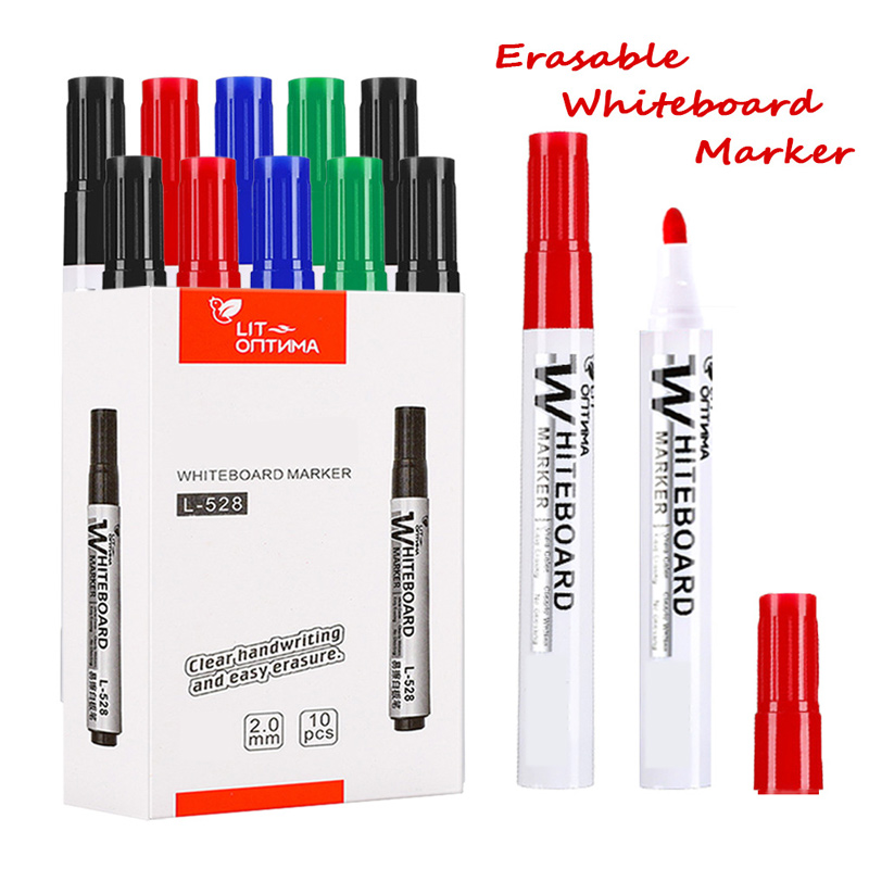 Erasable Whiteboard Marker Pen, Material Escolar, Papelaria para Professor, Preto, Azul, Vermelho, Tinta verde, Crude Nib Markers, W, 4Pc Set