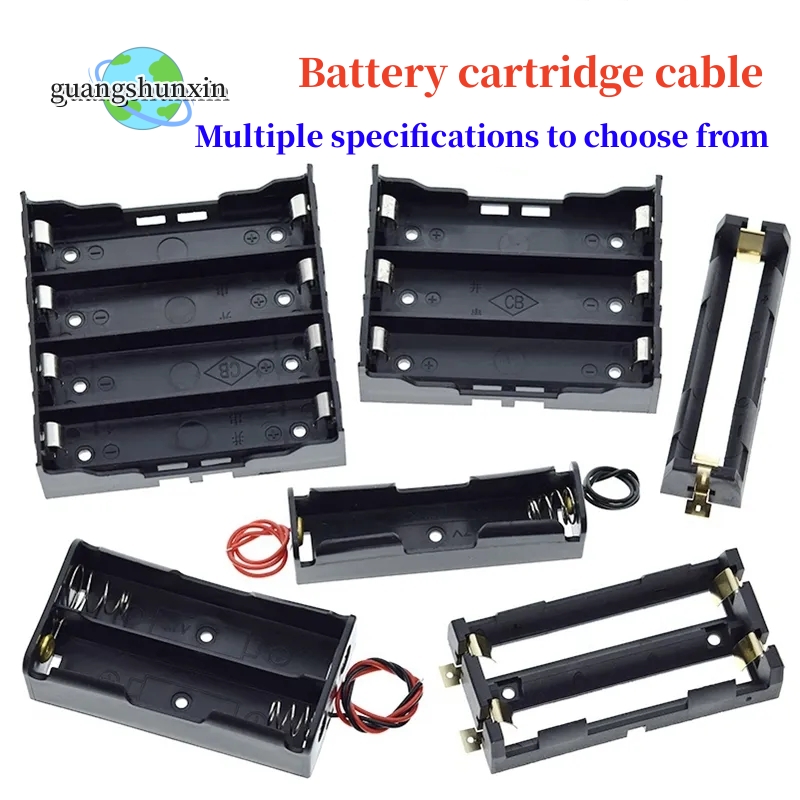 Caja de soporte de batería AA/18650 de tamaño estándar de plástico negro con cable de plomo 3,7 V/1,5 V Clip