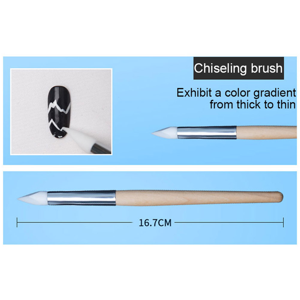 5 uds, pincel de silicona para manicura, grabado en relieve, lápiz de goma para modelador de uñas, herramienta para manicura