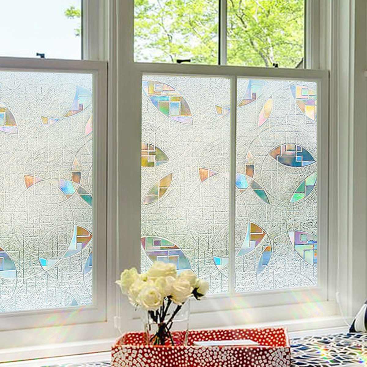 45X100cm Window Film 3D Static Decoration Self Adhesive Film for UV Light Control Glass Window Stickers