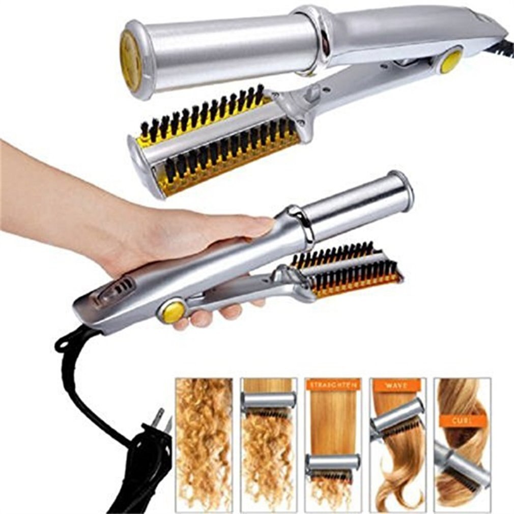 2 in 1 Elektrische Haar Styling Pinsel Nassen und Trockenen Haar Begradigen & Eisstockschießen Eisen Thermostat Kontrolle Multifunktions Styling Werkzeug