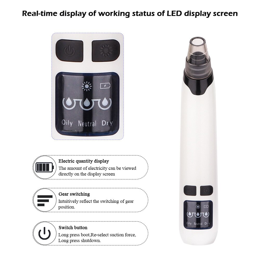 Face Blackhead Remover Vacuum Acne Pore Pimple Removal Electric BlackHead Vacuum Cleaner Facial Skin Care Tool
