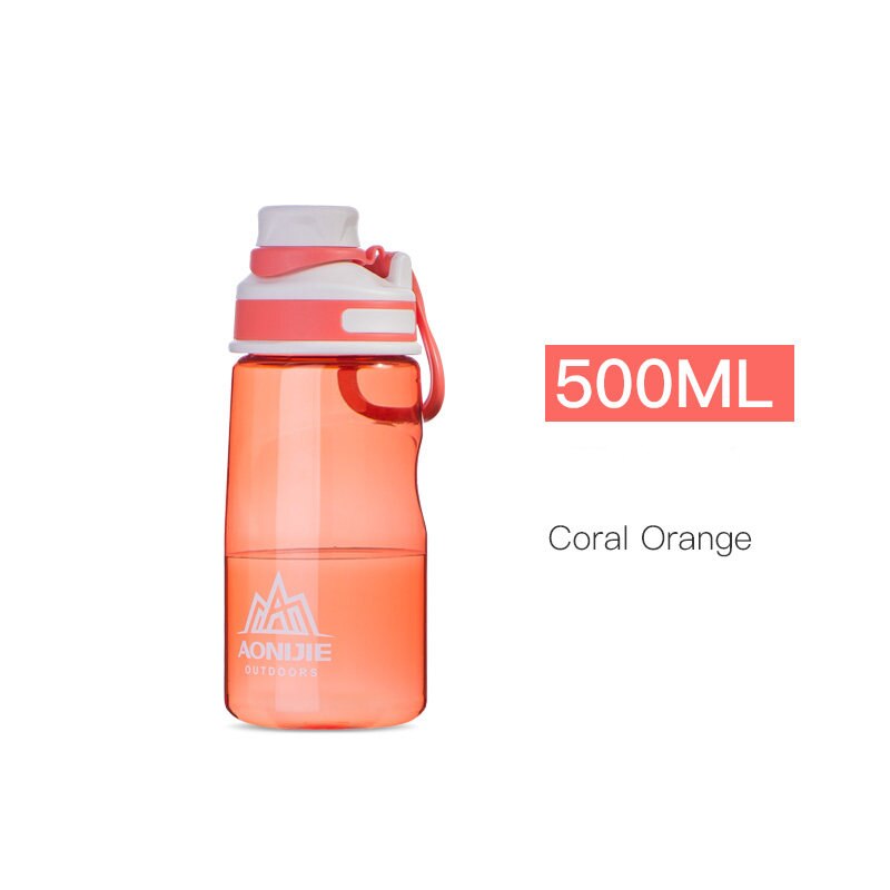 Aonije Sport Water Fles SD32 Lekvrij Draagbare Cup Waterkoker Bpa Gratis Voor Fietsen Hardlopen Fitness Gym 500Ml 700Ml: Coral Orange 500ml