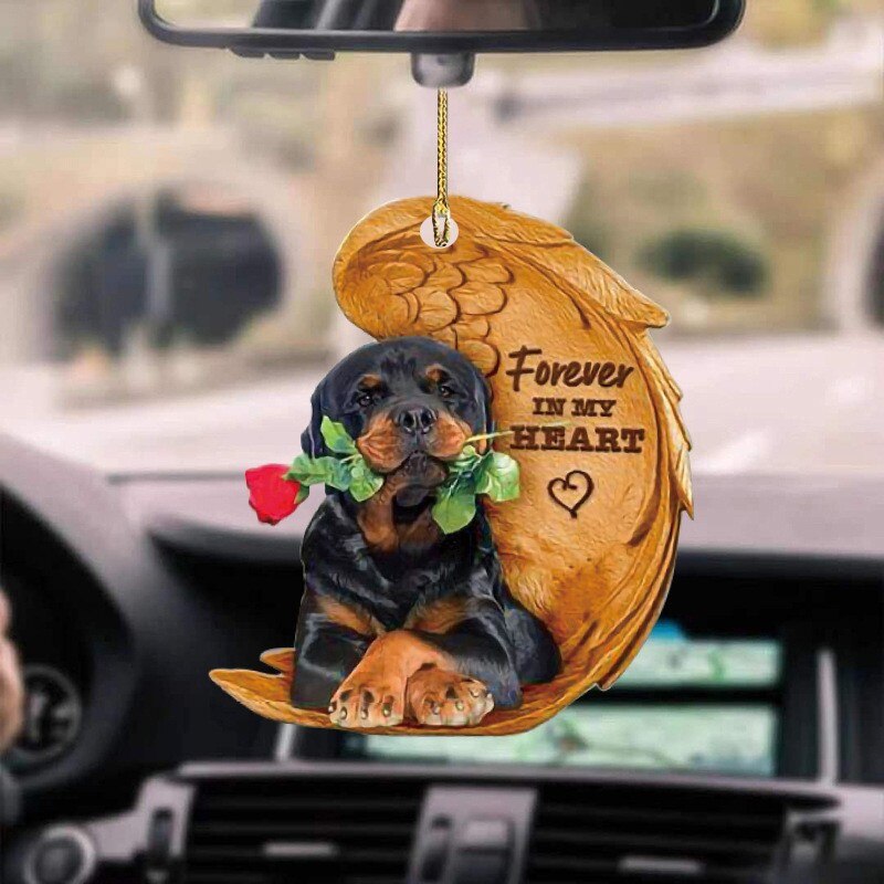 Pendentif ailes d&#39;ange chien, ornement de voiture mignon pendentif ailes de chien, sac à dos automobile, dessin animé porte-clés pour décoration de rétroviseur: G