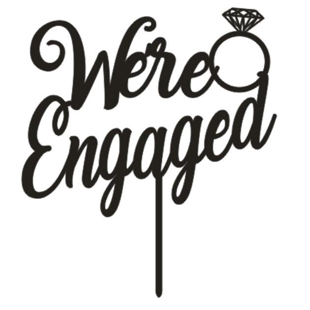 Black We're Engaged Cake Topper For Engagement Party Decorations,Engagement Celebration Decorations