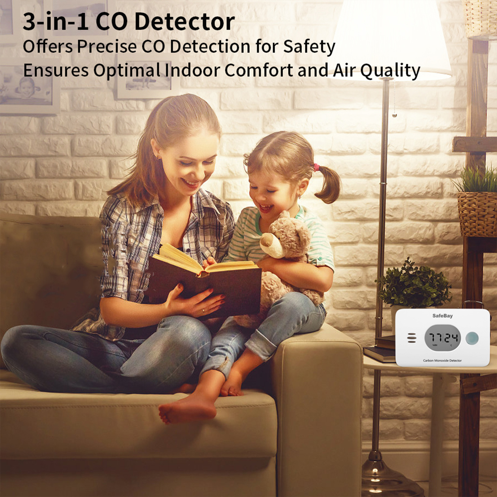 Cpvan Draadloze 3-In-1 Koolmonoxide Detector Met Temperatuur En Vochtigheid Voor Thuisbeveiliging Co Alarm 85db En 50291