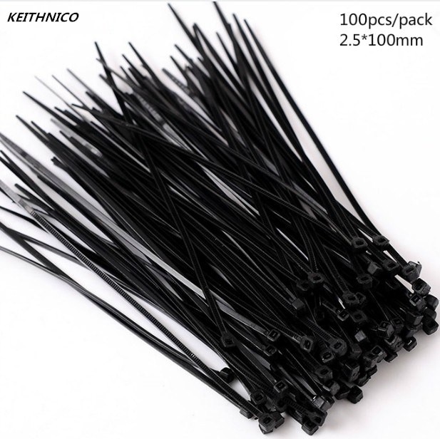 100Pcs Self-Locking Plastic Cable Wire Loop Zip Ties Network Nylon Cord Strap Organizer Winding Holder 2.5X100mm