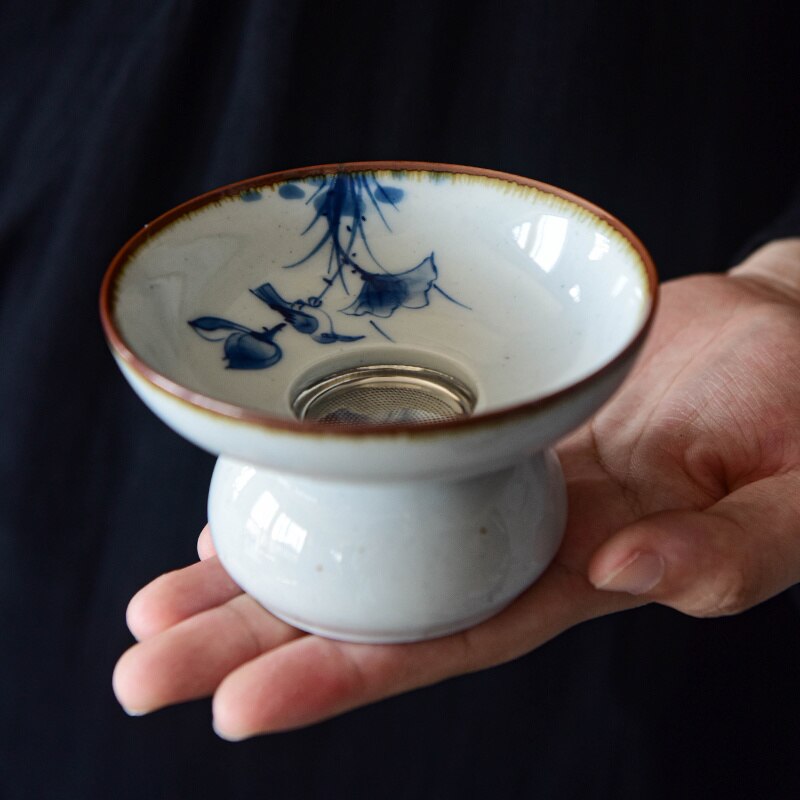 CHANSHOVA-escurridor de té hecho a mano de cerámica de estilo chino, accesorios para ifilters de té, juego de filtros de acero inoxidable, porcelana de China H452