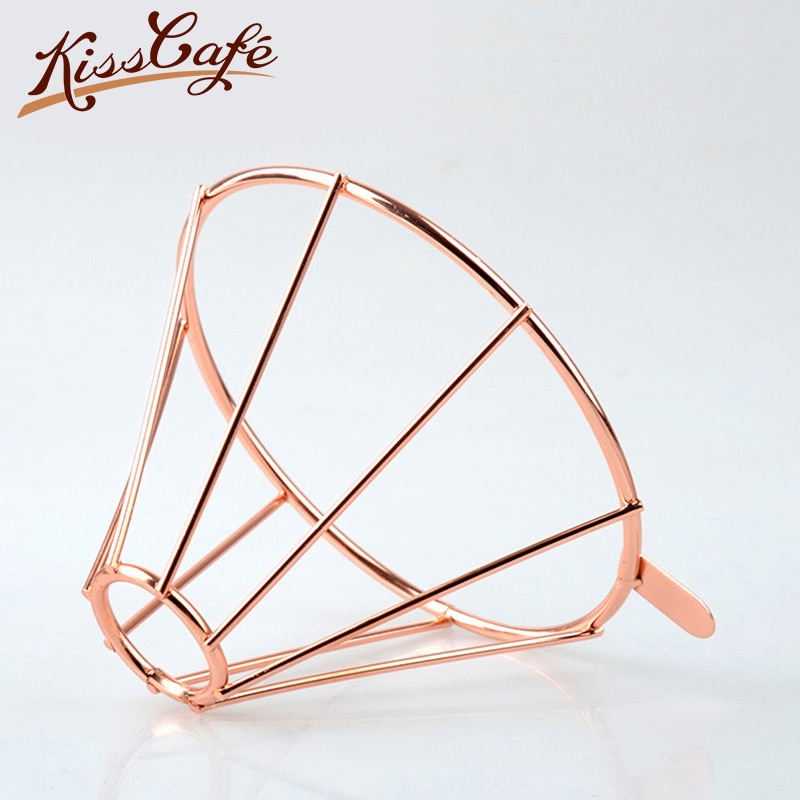 Rose Gold Metal Reusable Coffee Filter Holder Coppper Brew Drip Coffee Filters Accessories Funnel Mesh Tea Filter Basket Tools