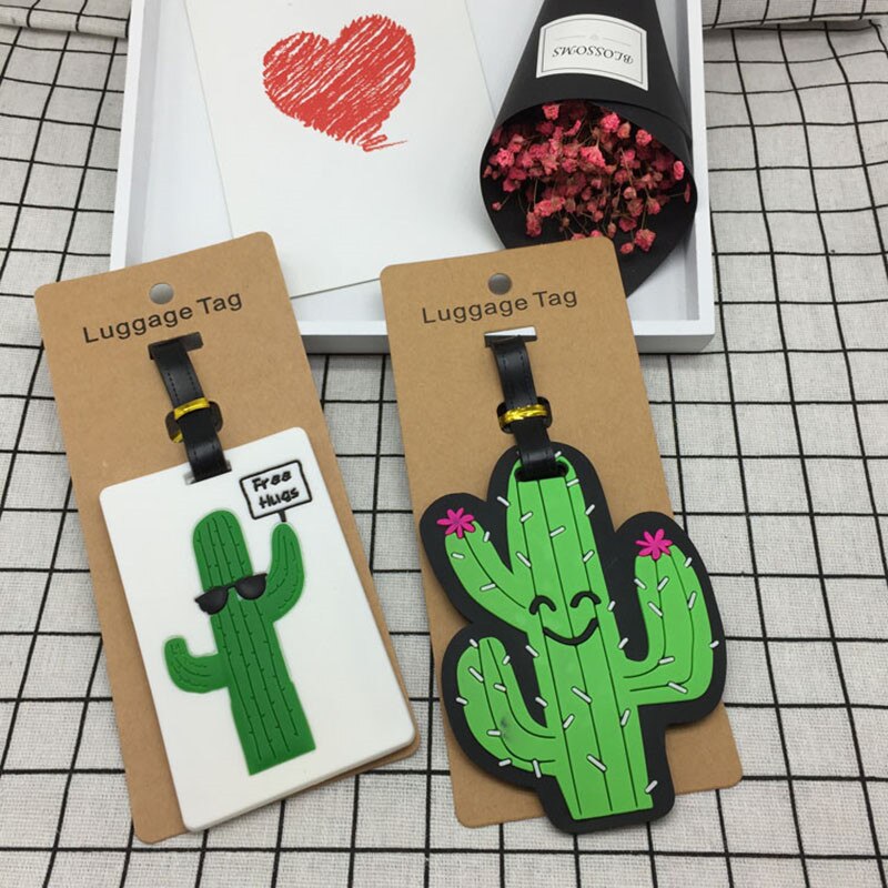 Bagagelabel Siliconen Cartoon Cactus Creatieve Bagage Boarding Reizen Accessoires Id Adres Holder Draagbare Label