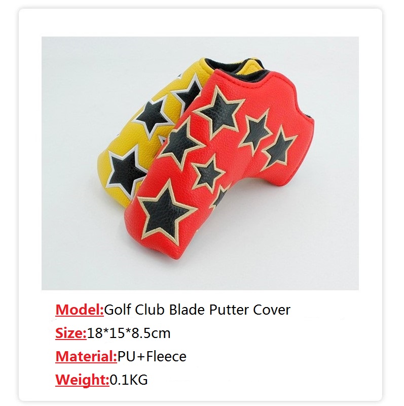Stickerei Sterne Golf Verein Headcover Gerade Bar Klinge Putter Leder Geschlossen Magnet Wasserdichte Schützen draussen Sport Zubehör
