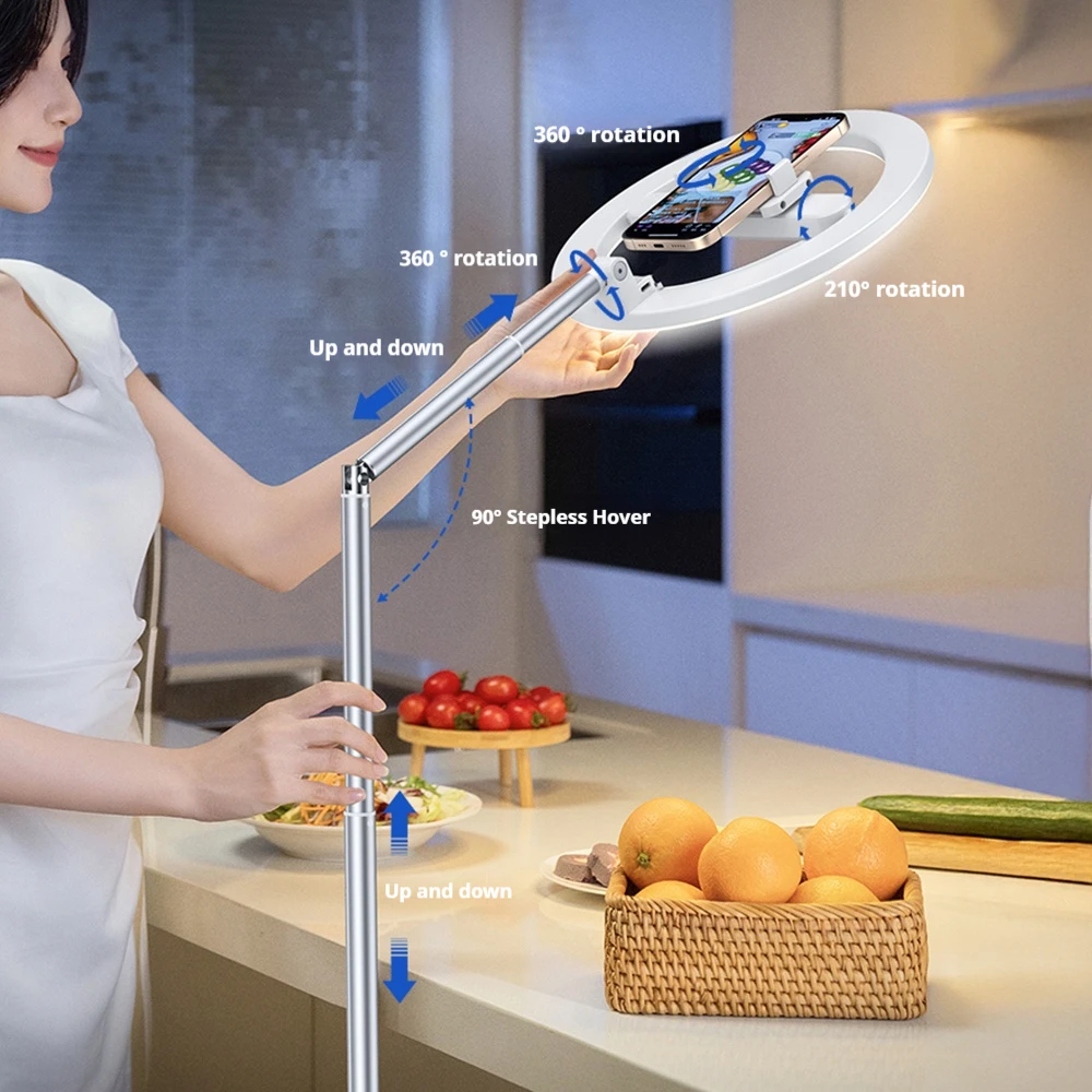 360-- graders roterende fylllys liveopptak spesiell mobiltelefon gulvbrakett skrivebordsfoto selfie video foto live ringlys