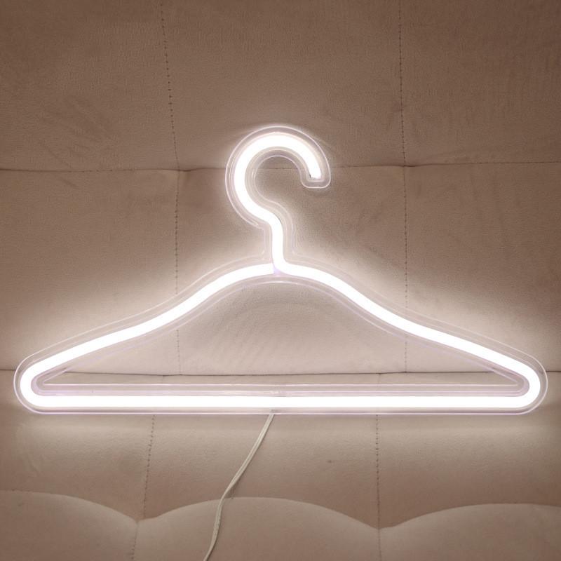 Cintre Led néon pour vêtements, lampe Ins, support décoratif pour robe de mariée romantique: White