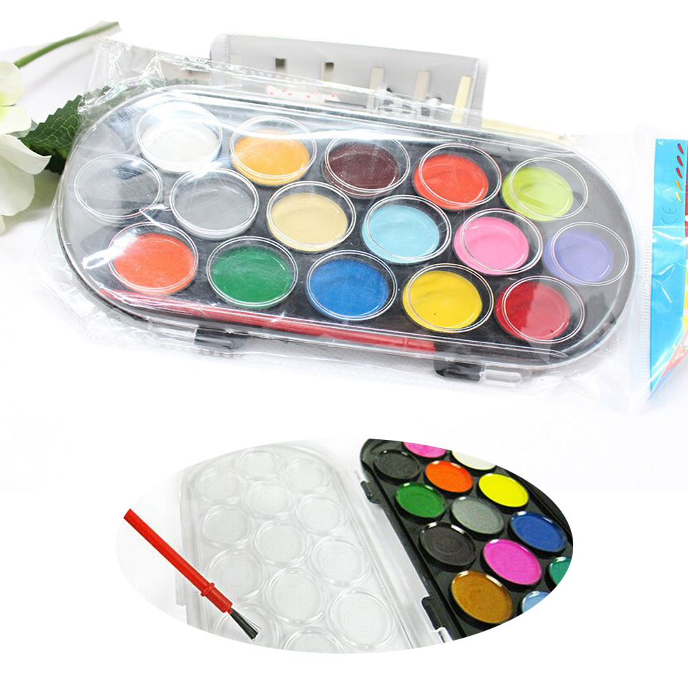 MeiLiang Aquarelverfset 48 heldere kleuren met 12 effen metallic glitter in doos en aquarelpenseel, perfect als artistiek cadeau