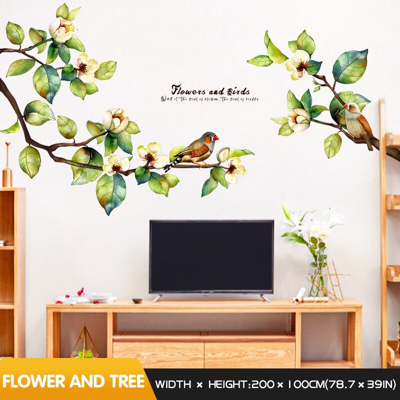 Wall Sticker Flower Branch Self-adhesive Stickers Living Room Background Wall Decor Bedroom Decor Home Decor Room Decor: B