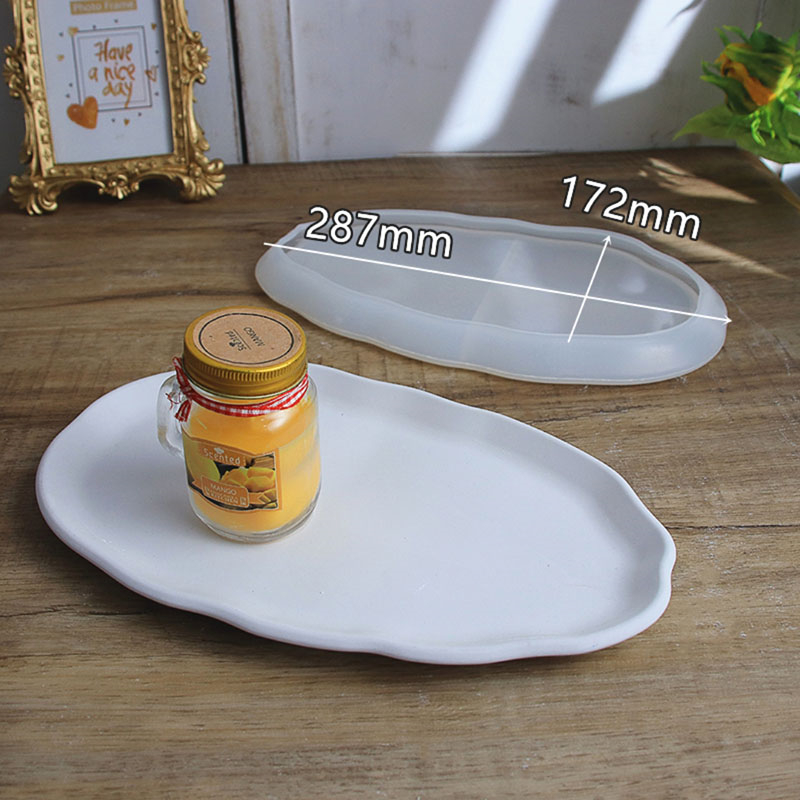 Bandeja de hormigón de Irregular, bandeja de cemento para almacenamiento de joyas, molde de silicona para yeso, arcilla, jarrón, bandeja, de dobladillo: C-thin mold