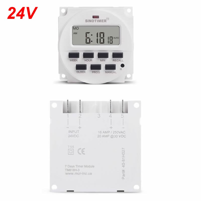 TM618H 5V 12V 24V 120V 220V Digital 7 Day Weekly Programmable Timer Switch Relay 50JC