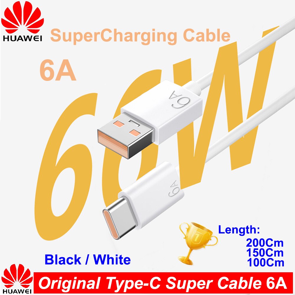 6A Original Huawei SuperCharge Typ C USB Kabel Pro Nova 7 6 Kamerad 40 30 20 P40 P30 Profi Honor 30 30S Nova 8 Se 66W Super Ladegerät