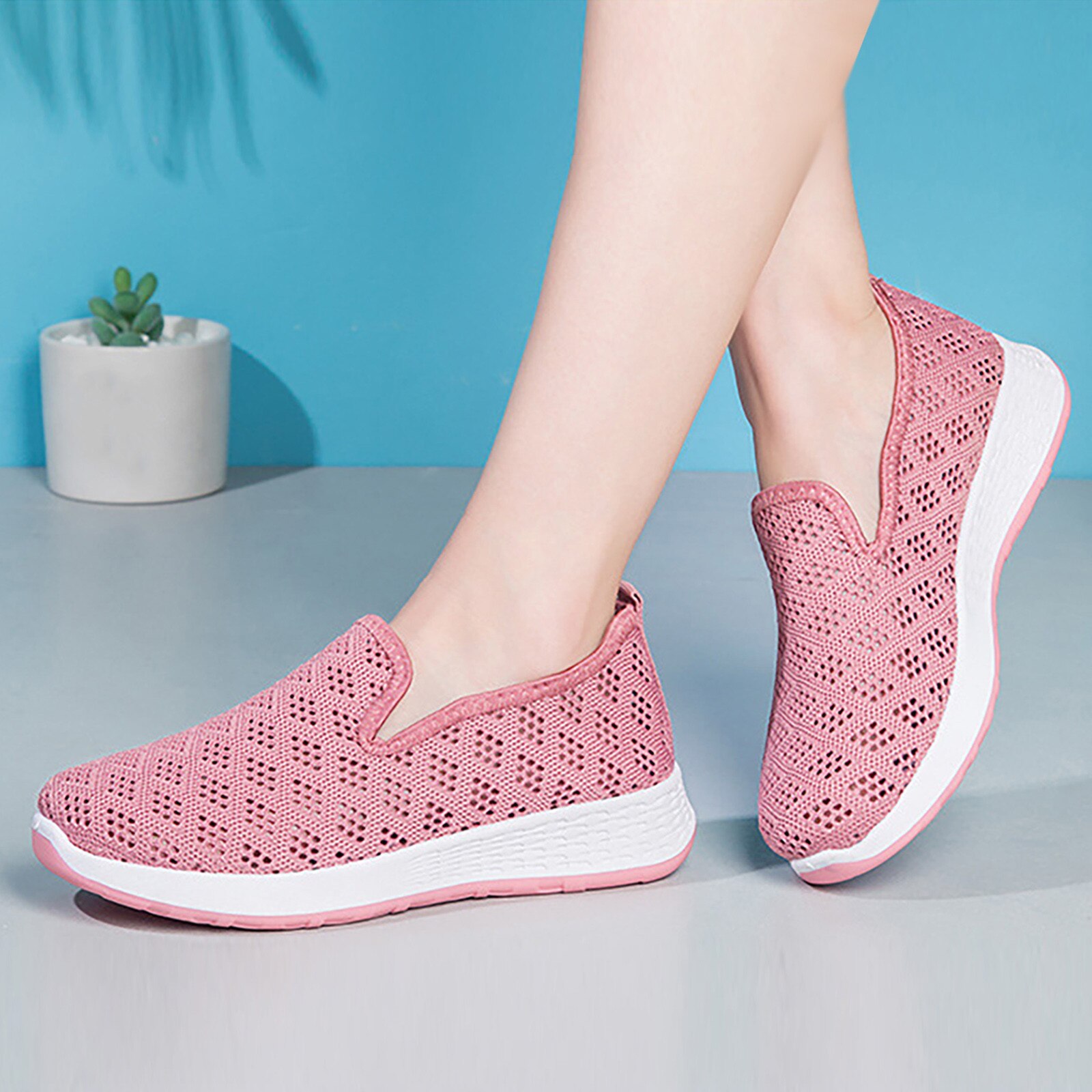 40# Breathable Wedges Sneaker For Woman Slip-on Walking Casual Sneakers Loafers Shoes Woman Non-slip Breathable Running Shoes