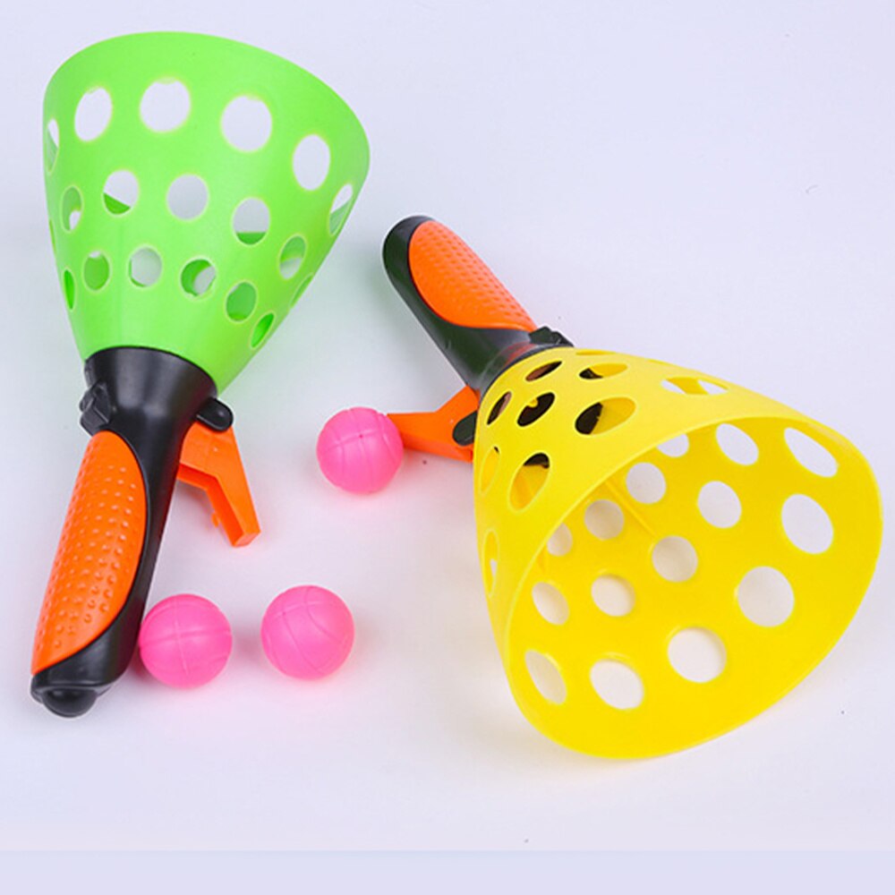 2 Pairs Interactive Plastic Parent-Child Toss Game Double Play Balls Launch and Catch Balls for Garden Kids Backyard Adults
