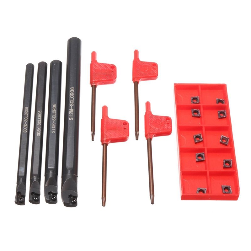 Best 4 Set Of 7/8/10/12Mm Sclcr Lathe Boring Bar Tool Holder+10Pcs Ccmt 0602 Inserts