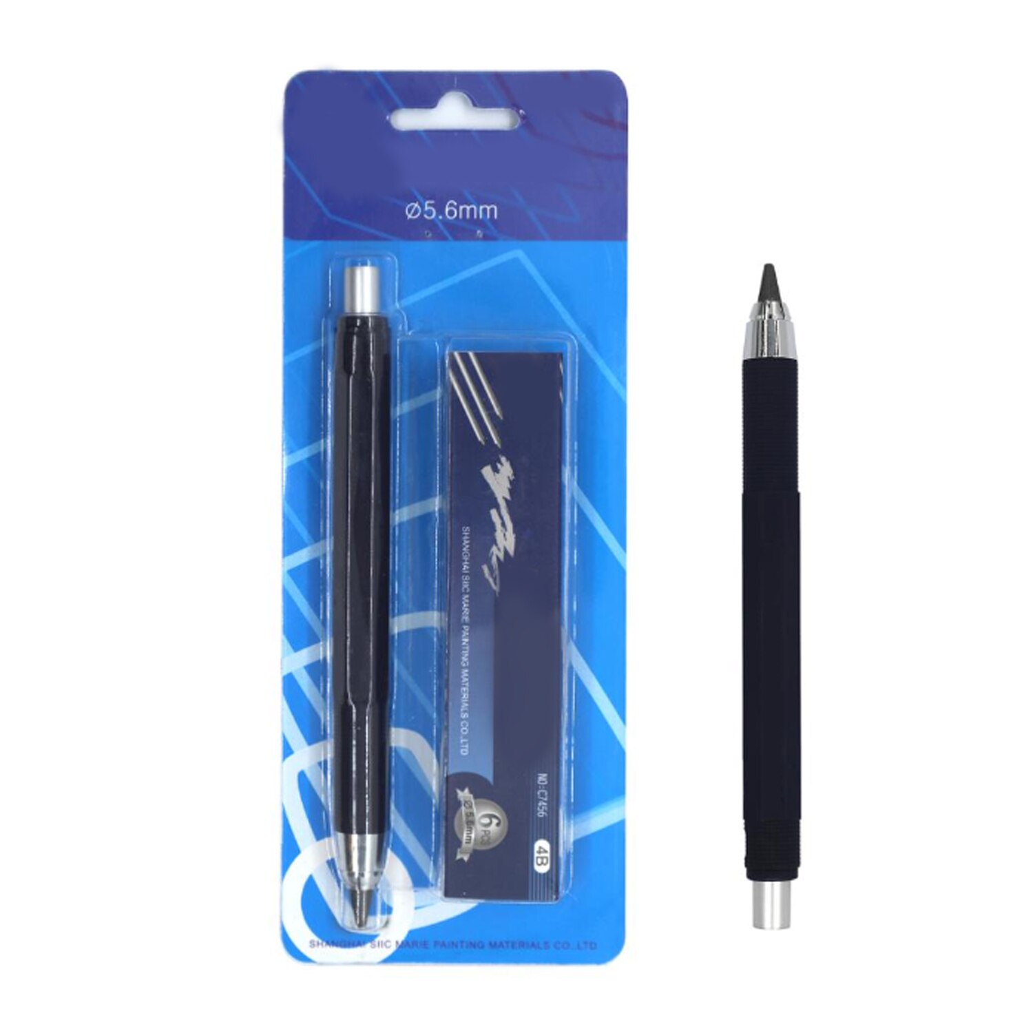 5.6mm Automatic Pencil Sketch Pencils with 6pcs 4B Graphite Pencil Lead for Draft Drawing Sketching Crafting School Writing
