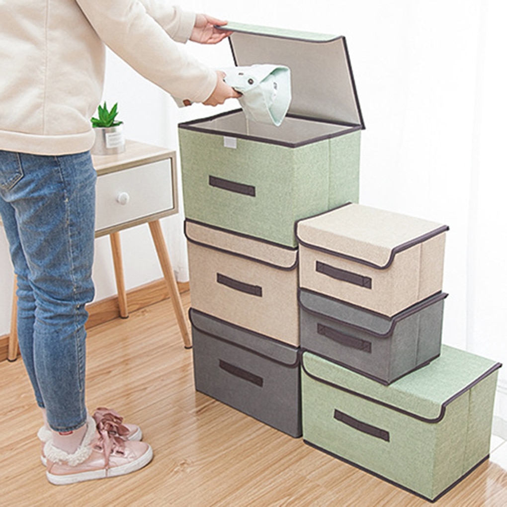 Caja de almacenamiento plegable de tela para el hogar, organizador de ropa multiusos, portátil, no tejida, a prueba de busto