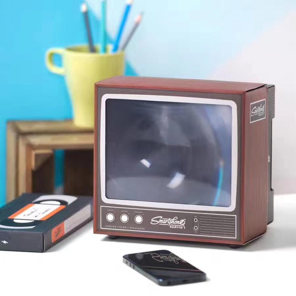 Vintage Tv Mobiele Telefoon Smartphone Screen Magnifier Voor Video Tv Show Vergroot Expander Telefoon Houder Stand