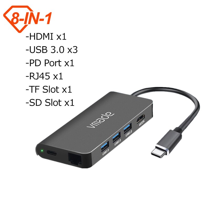 Vmade Usb C Hub Type C Naar Multi Usb 3.0 Hub Hdmi Adapter Dock Voor Macbook Pro Huawei Mate 30 USB-C 3.1 Splitter Poort Type C Hub: CB01D