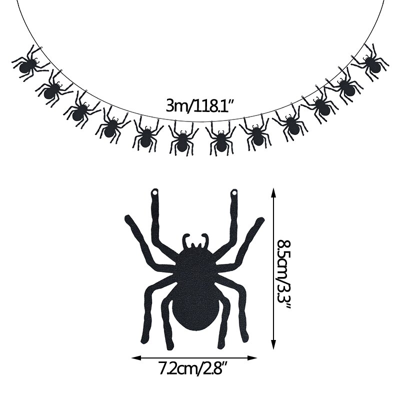 Halloween Paper String Banner Orange Pumpkin Bat Spider Skull Paper Garland Halloween Party Home DIY Hanging Bunting Decorations: A02