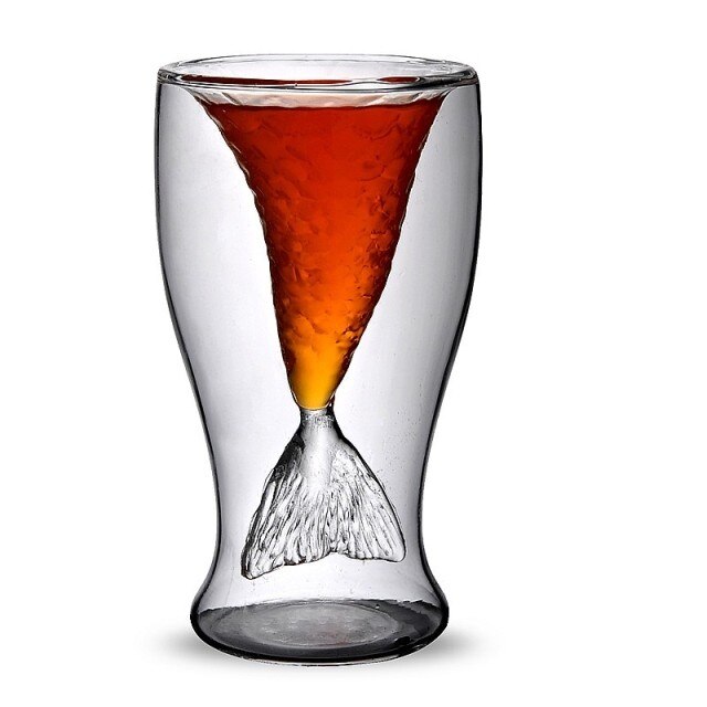 Copa de vino de sirena, vaso de copa de cristal de 100ml, para amantes de las sirenas, 1 unidad