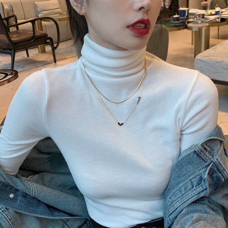 Klassieke Perzik Hart Dubbele Gouden Titanium Staal Korte Ketting Voor Vrouw Mode Sexy Meisje Sleutelbeen Keten Koreaanse Luxe Sieraden