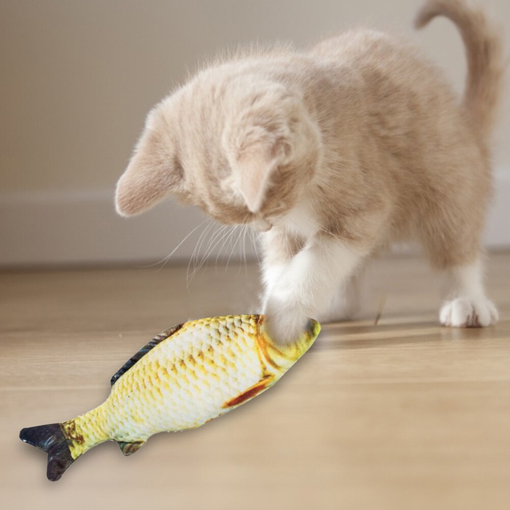30cm Funny Pet Electric Toys USB Rechargeable 3D Simulation Fish Moving Tail Cat Playing Toy Vibration Fish Chewing Cat Toys