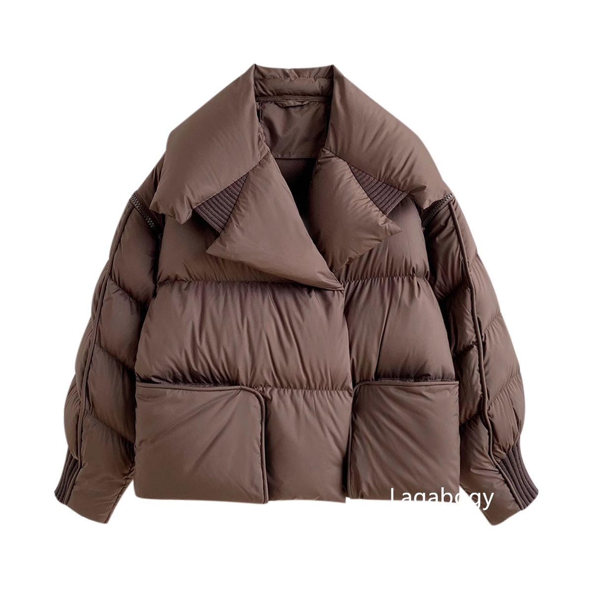 Lagabogy 2025 zimowa kurtka pikowana damska krótka 90% biały płaszcz z kaczego puchu damska Streetwear ciepłe parki odpinane rękawy znosić