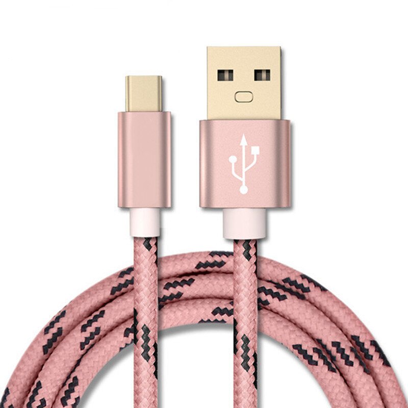 Goede 3A Usb Type C Kabel Voor Samsung Xiao Mi Rode Mi Note 7 Mi 9 T Snelle Oplaadsnoer USB-C Charger Mobiele Telefoon Usb C Type-C Kabel: Rose Gold / 1M