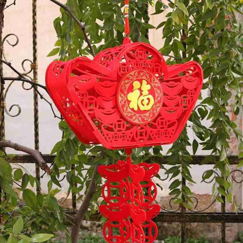 Waterproof Red Paper Lantern Home Decor Three-dimensional Lantern Pendant For Chinese Year Spring Festival Celebration