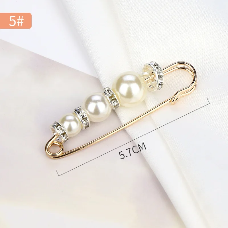 2/4 Uds broche de perlas alfileres suéter chal Clips imitación perla diamantes de imitación Collar Pin de seguridad para mujer chica ropa vestido Accesorios: M / Marfíl