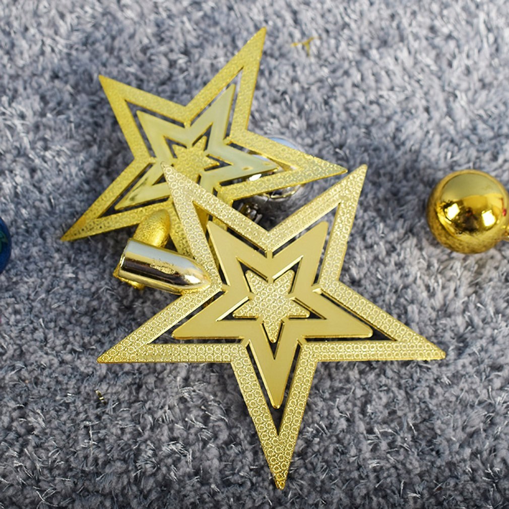 Christmas Tree Star Top Ornament Top Star Gold Five-pointed Star Ornament Christmas Decorations Props Toy Decorations