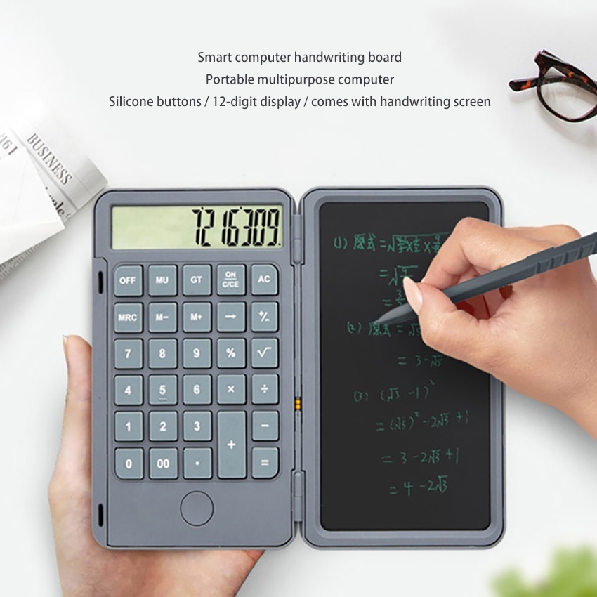 6 Inch Portable Calculator LCD Screen Writing Tablet Folding Scientific Calculator Tablet Digital Drawing Pad Handwriting Board